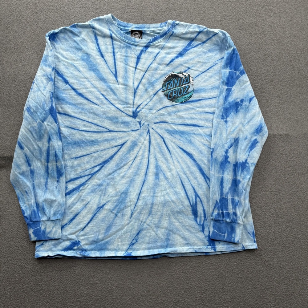 Santa Cruz Shirt Mens XL Blue Tie Dye Wave Logo Long Sleeve Graphic Skate Tee